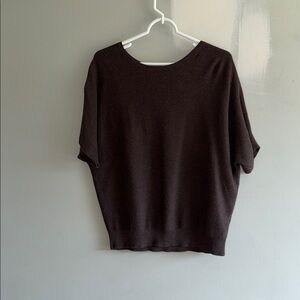 EUC Quince Cotton Cashmere Short Sleeve Sweater in Chestnut Brown - Med